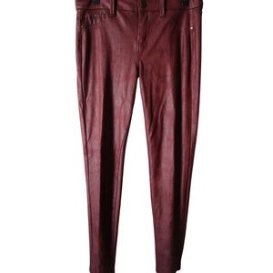 Womens Leather Pants Red Maroon 7 SOFT Lambskin Vintage 90s Y2K‎ Mom Pants
